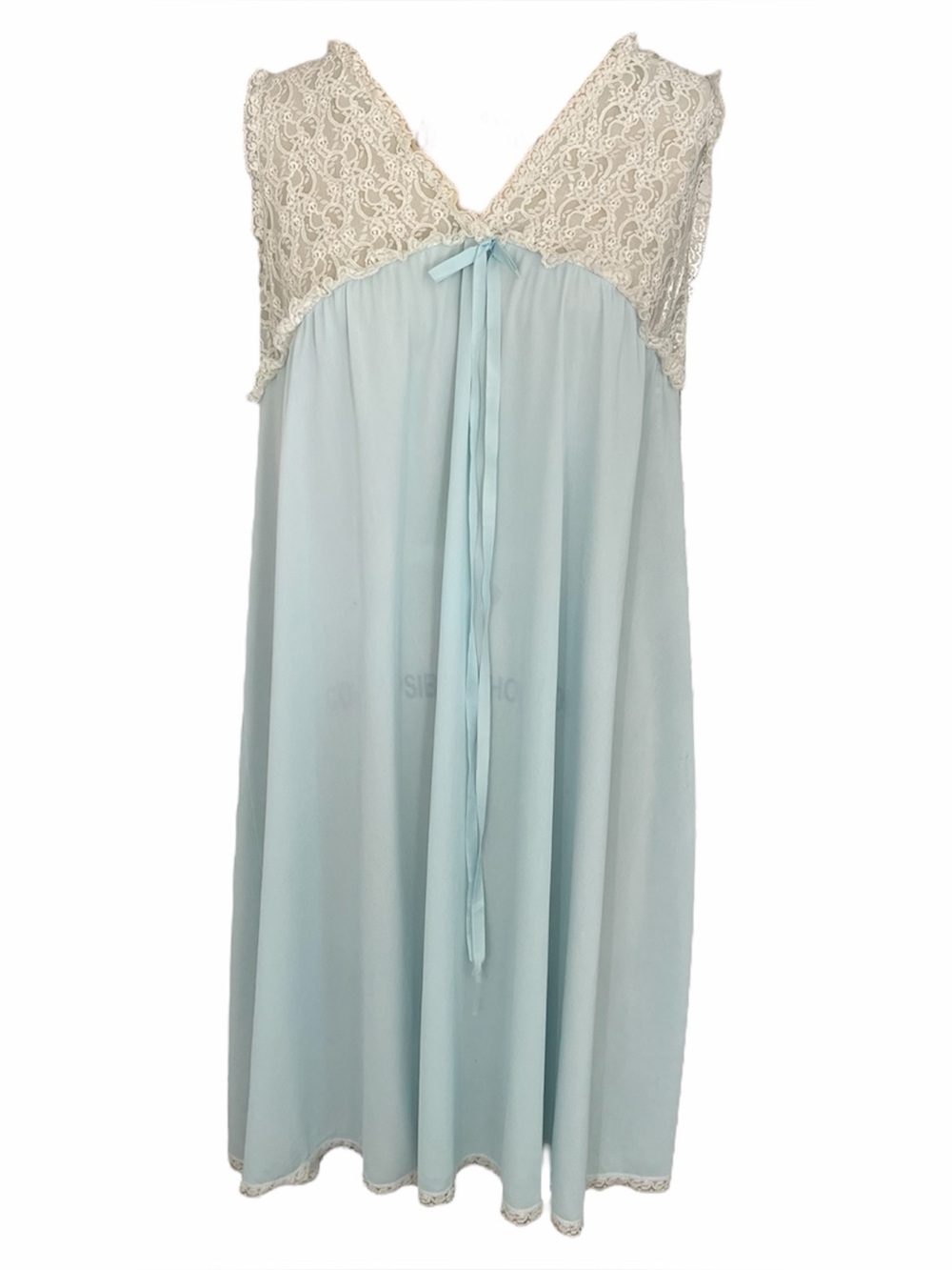 Vintage Light Blue Sleeveless Lace Nightgown